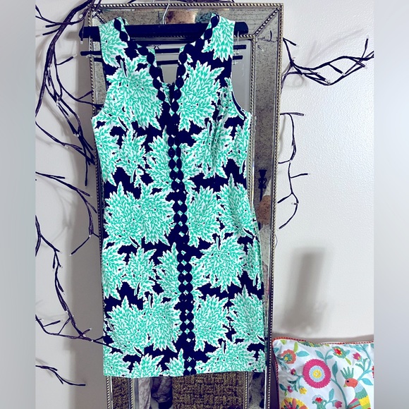 NWOT Crown & Ivy beautiful size 2 navy & green dress - Picture 2 of 9